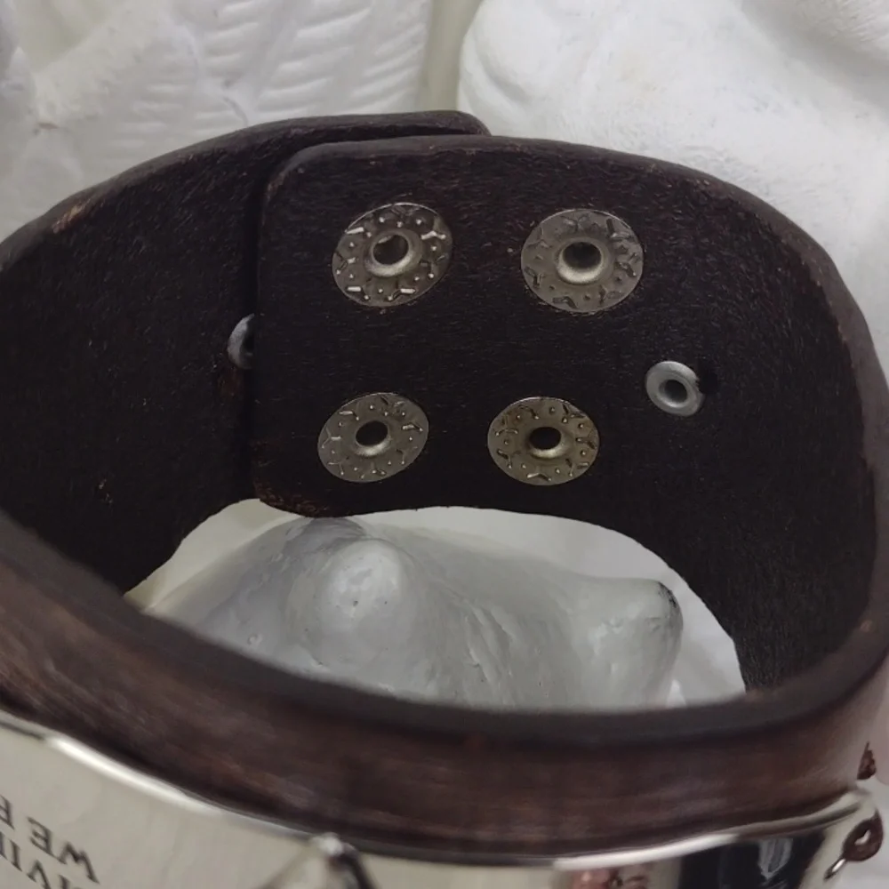 Leather Cuff Bracelet W/Crafted Hammered Silver Heart 